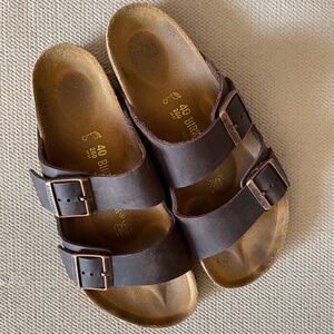 Womens Birkenstock Arizona Sandal Leather Brown Size 9/9.5 EU 40